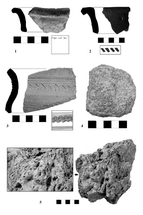 7. tábla: 1 3.: Fazéktöredékek; 4.