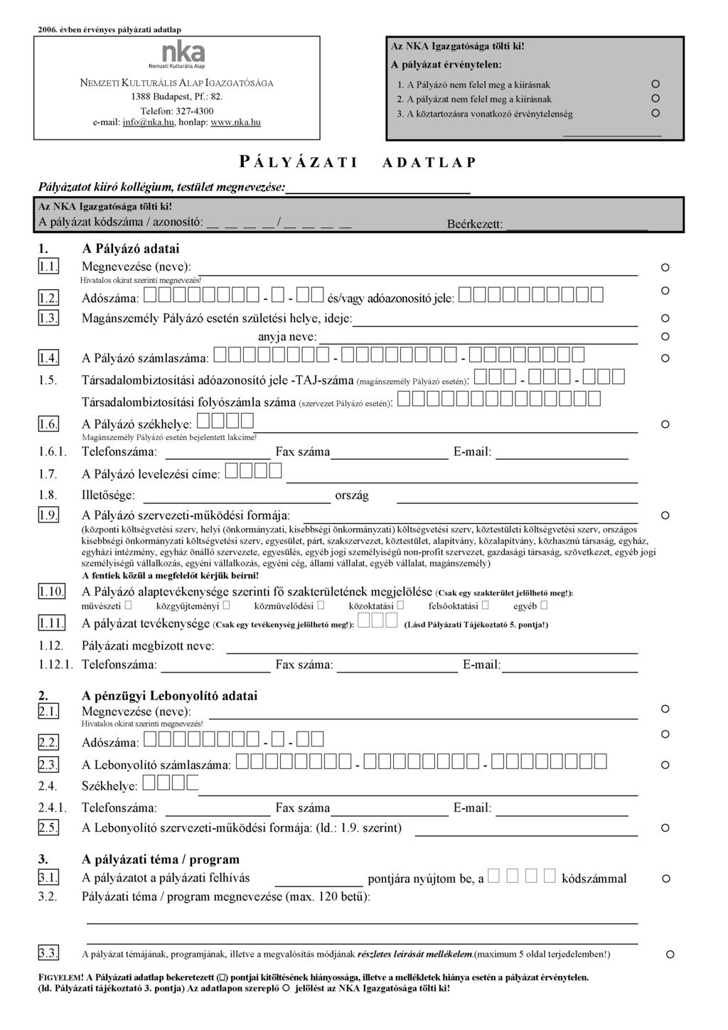 PÁLYÁZATI