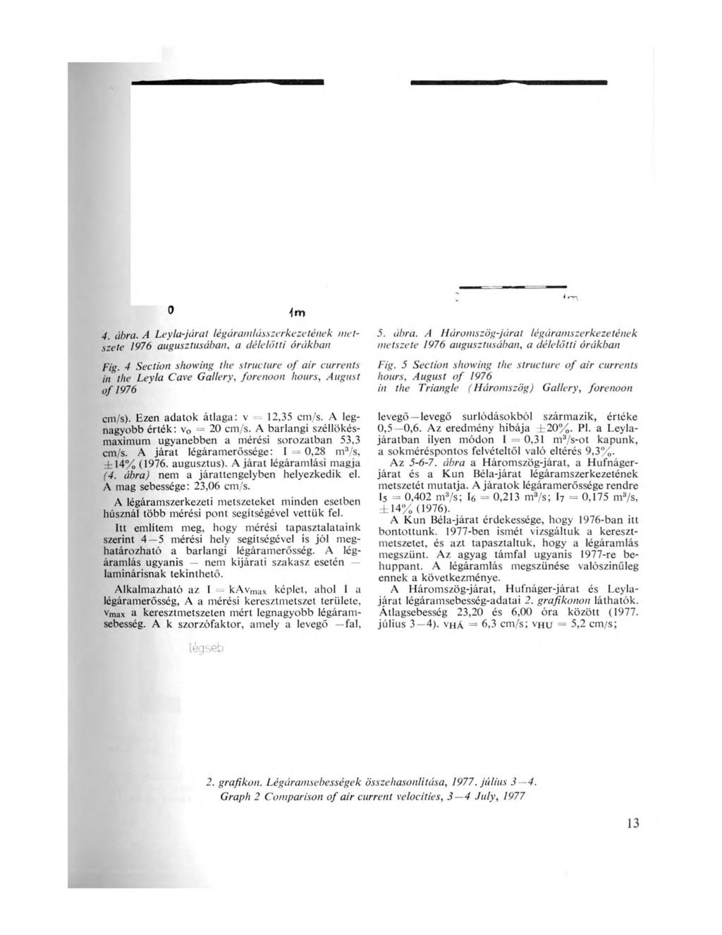 0 4. ábra. A Leyla-járat légáramlásszerkezetének metszete 1976 augusztusában, a délelőtti órákban Fig.