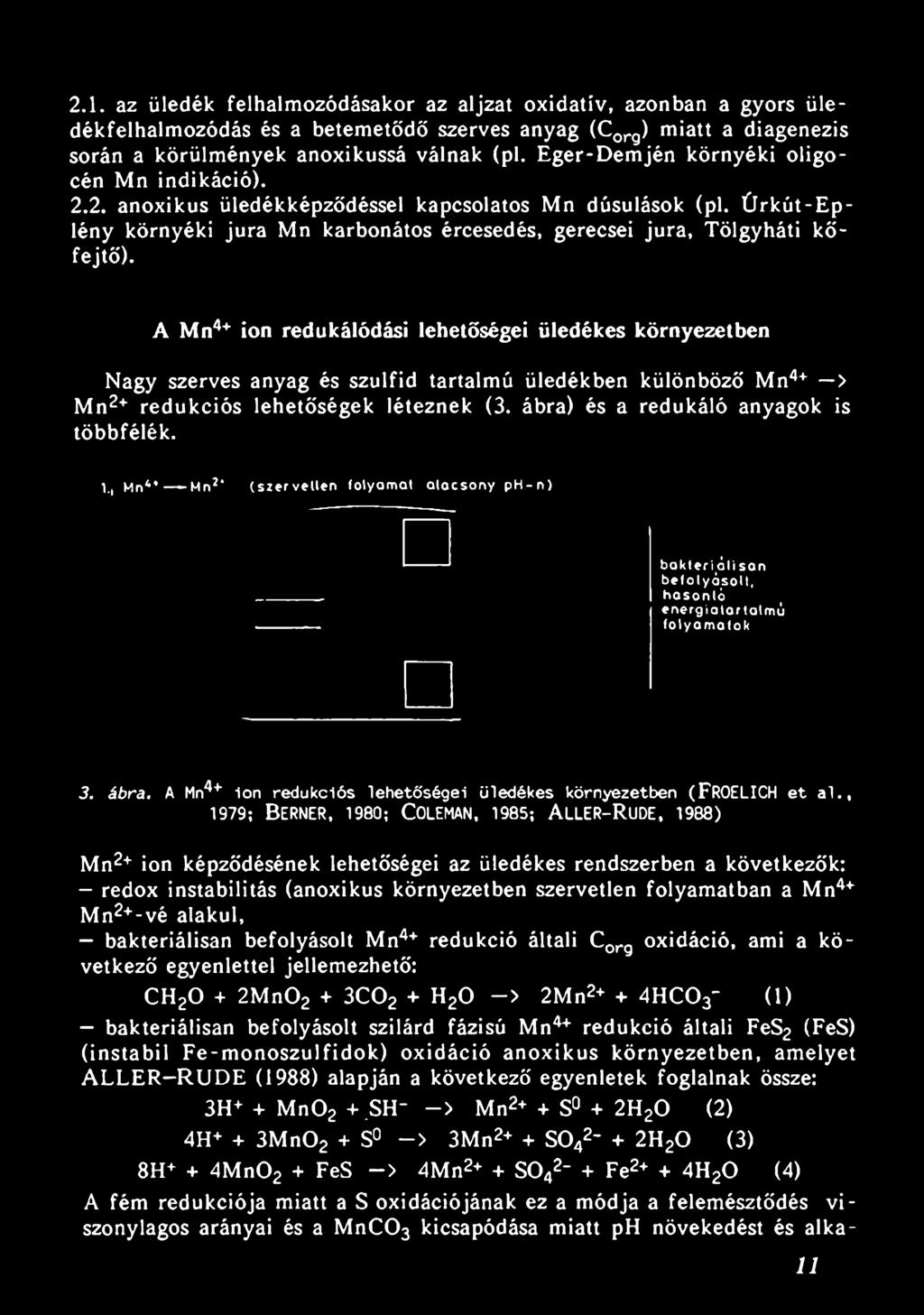 A Mn4+ ion redukciós lehetó'ségei üledékes környezetben (FROELICH e t a l.