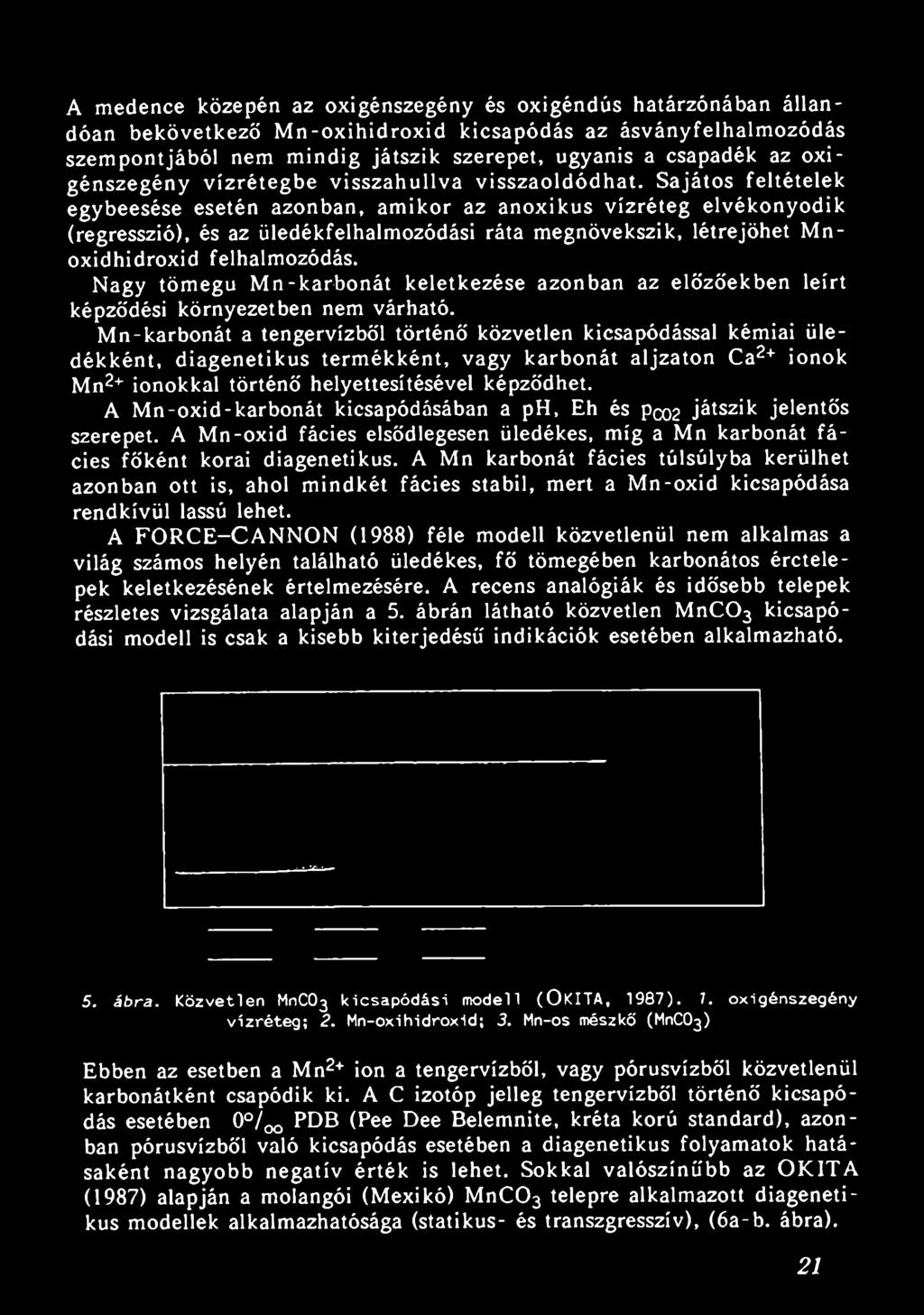 Sajátos feltételek egybeesése esetén azonban, amikor az anoxikus vízréteg elvékonyodik (regresszió), és az üledékfelhalmozódási ráta megnövekszik, létrejöhet Mnoxidhidroxid felhalmozódás.