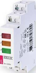 контроля 3x240V (-25% +0%) / 50/60Hz Клеммы питания и контроля L, L2, L3, N Потери мощности,04 Вт (240V AC) Визуальная сигнализация 3 x Красный LED 3 x LED (желт., зелен., красн.