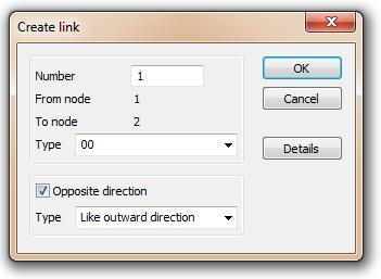 A Network editor ablakban látható vonalszakasz mindkét forgalomiránynak megfelelően tartalmaz link-et.