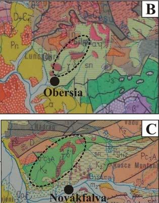 Hornfels kőeszközök terepbejárás eredménye Két perspektivikus terület, mindkettő banatit (savanyú szubvulkáni kőzet) testek és Gosau