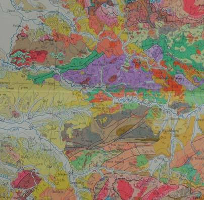 (Fehér-Körös forrásvidéke) Obersiától É-ra Hornfels geológiai helyzet Felső kréta korú banatit intrúziók és Gosau  (Fehér-Körös