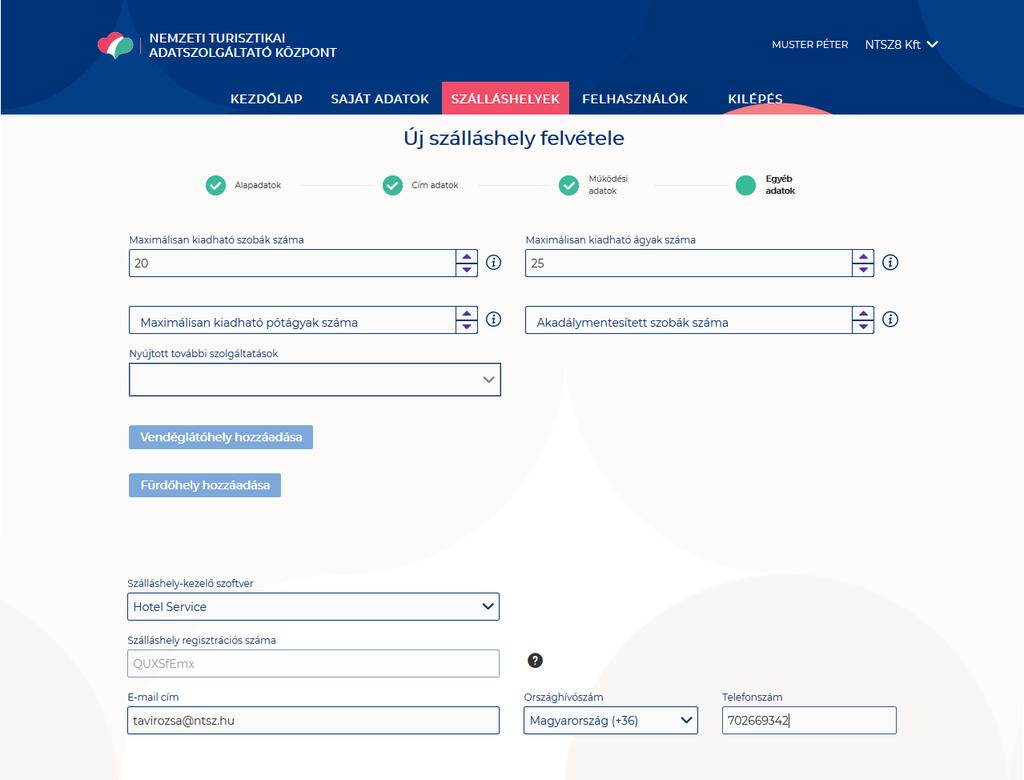 Szálláshely SZÉP kártya elfogadó partner SZÉP kártya alszámlák Szálláshelyen van nem üzleti céllal üzemeltetett szolgáltatás vagy értékesít üdülési jogot Értéklistából kiválasztható, hogy melyek azok