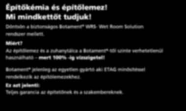 Építólemez és zuhanytálca további szigetelés nélkül