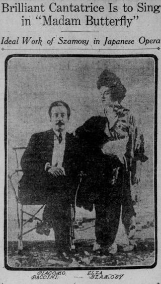 és Giacomo Puccini az Operaház színpadán (a teljes kép) Forrás (a): Karczag Márton: Szamosi Elza sírjánál.