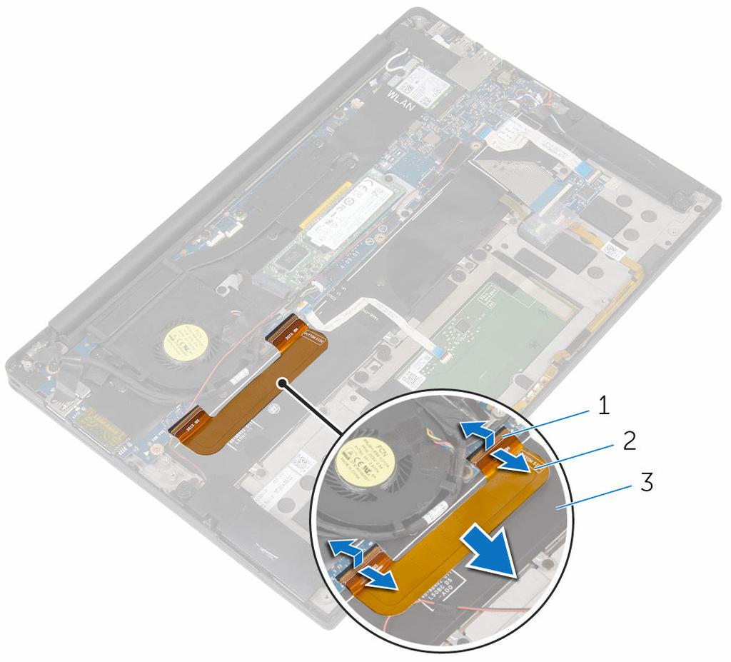 2 Note the I/O-board cable routing as well as its orientation, and then peel
