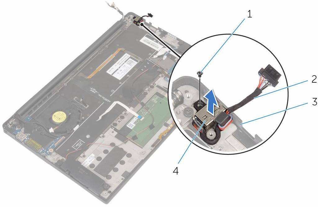 3 Lift the power-adapter port off the palm-rest assembly.