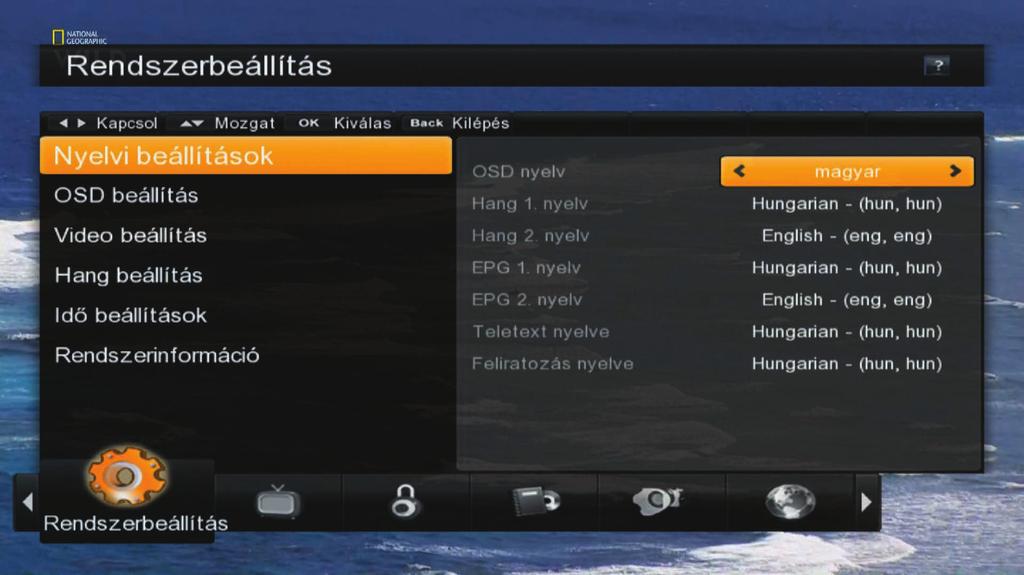 Menürendszer > Rendszer beállítások Menürendszer > Rendszer beállítások Videó beállítás H1 RENDSZER BEÁLLÍTÁSOK Nyelvi