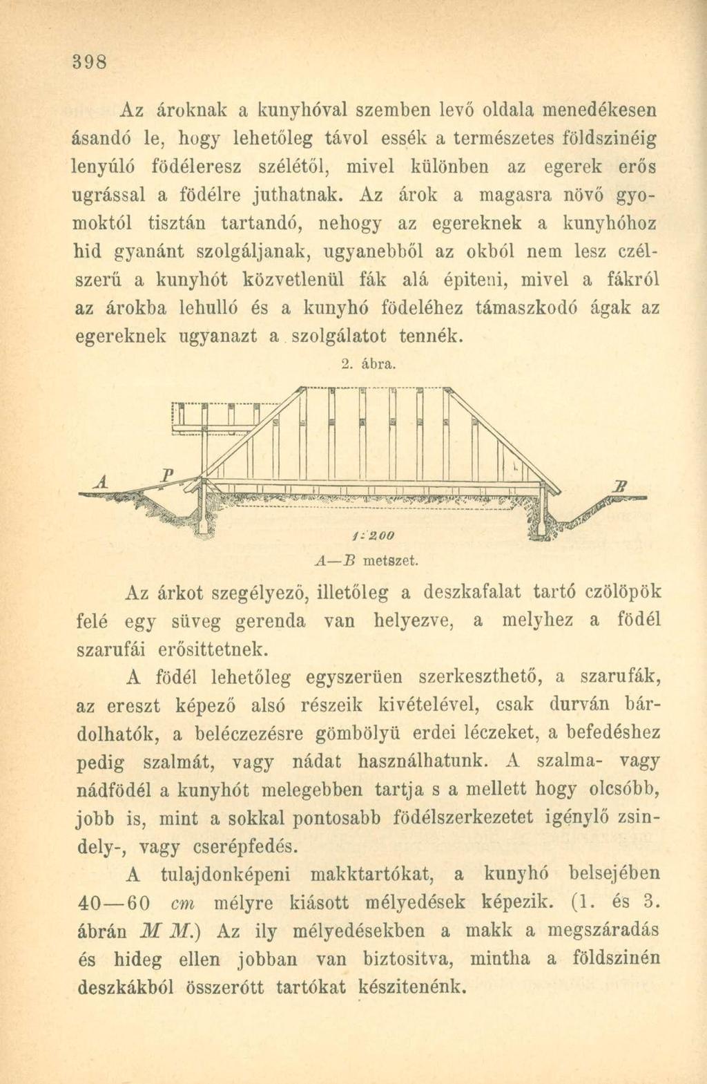 Az ároknak a kunyhóval szemben levő oldala menedékesen ásandó le, hogy lehetőleg távol essék a természetes földszinéig lenyúló födéleresz szélétől, mivel különben az egerek erős ugrással a födélre