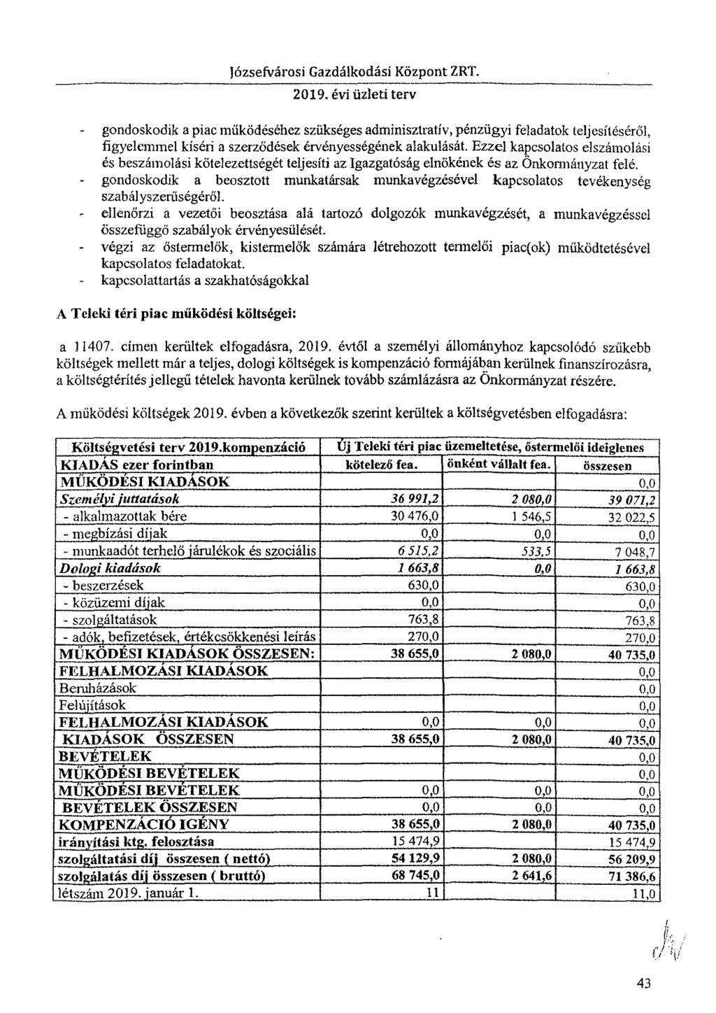 gondoskodik a piac működéséhez szükséges adminisztratív, pénzügyi feladatok teljesítéséről, figyelemmel kíséri a szerződések érvényességének alakulását.