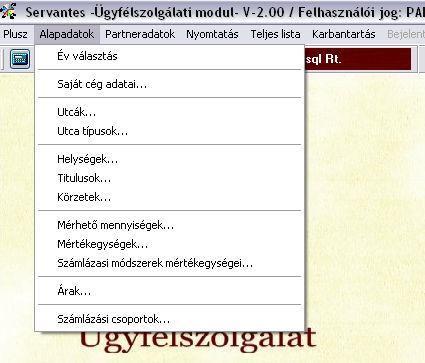Alapadatok Ezen menüpontok alatt tudjuk feltölteni és módosítani azokat az alapadatokat, amelyeknek megléte elengedhetetlen a program használatához.