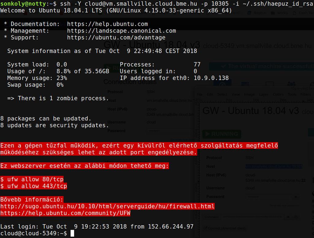 Belépés: ssh célszerű ssh kulcs feltöltése My profile SSH public keys letölthető (kulcs-priv,