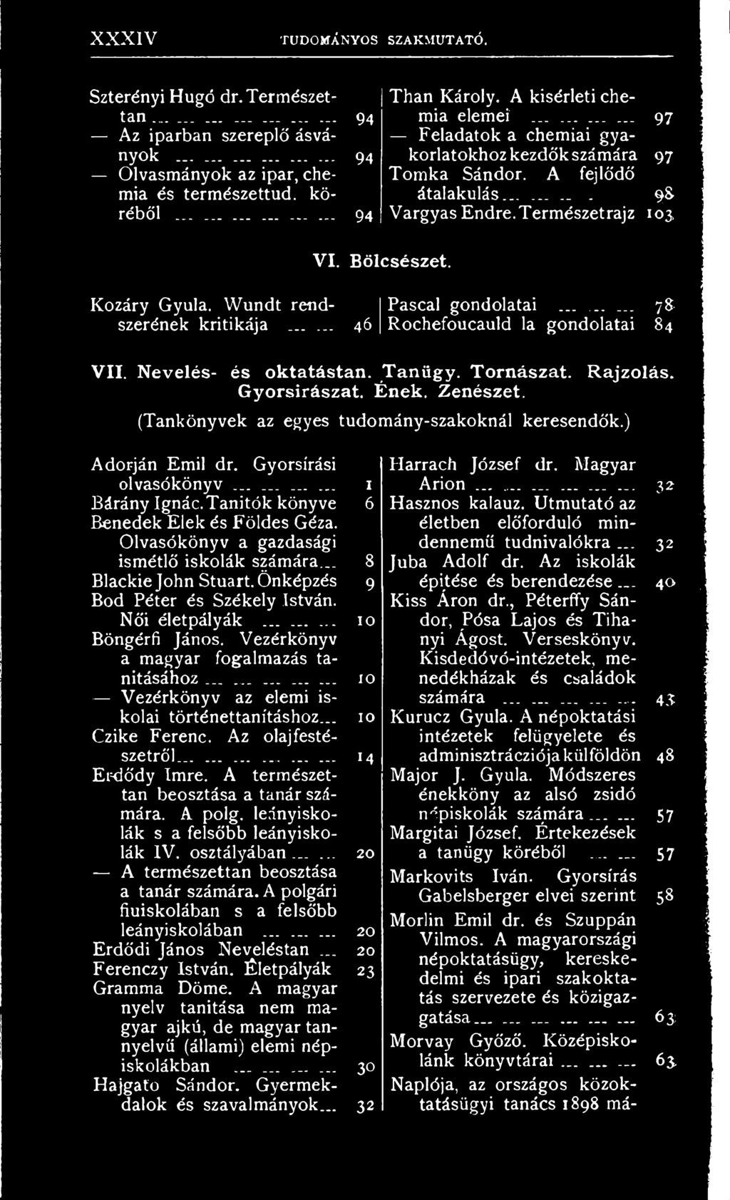 Olvasókönyv a gazdasági ismétlő iskolák számára... 8 Blackie John Stuart. Önképzés 9 Bőd Péter és Székely István. Női életpályák......... 10 Böngérfi János. Vezérkönyv a magyar fogalmazás tanításához.
