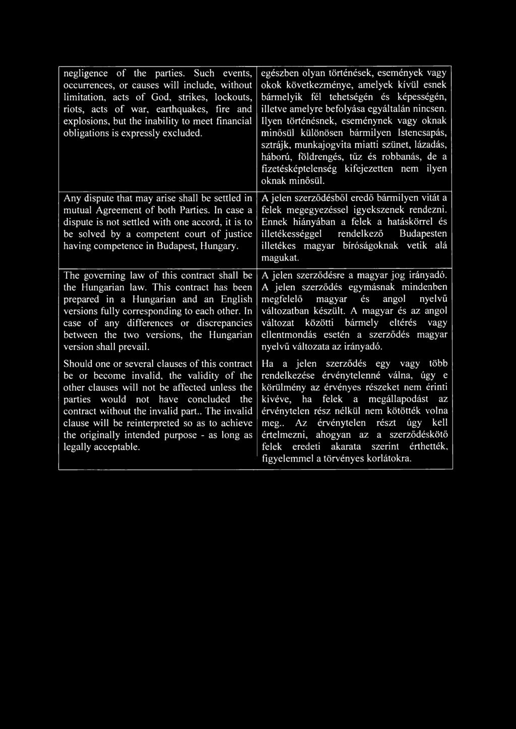 obligations is expressly excluded. Any dispute that may arise shall be settled in mutual Agreement of both Parties.