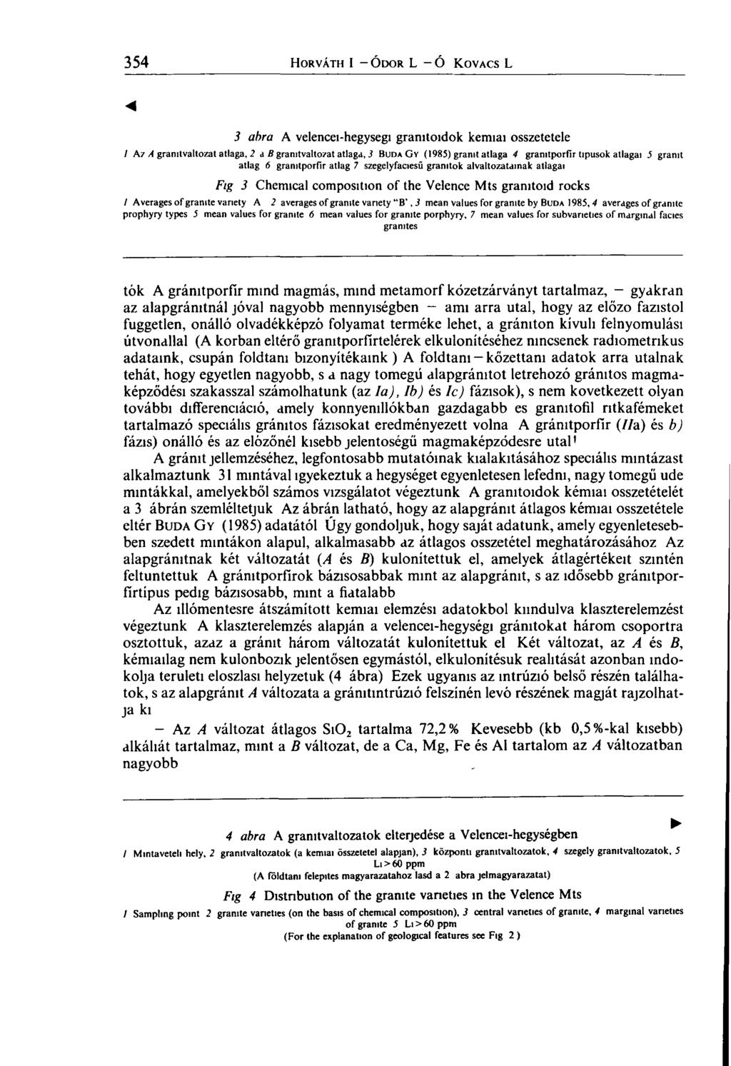 3 abra A velencei-hegysegi gramtoidok kémiai összetétele I Az A gramtvaltozat atlaga, 2 a B gramtvaltozat atlaga, 3 Bu d ag y (1985) gránit atlaga 4 granitporfir típusok atlagai 5 gránit atlag 6