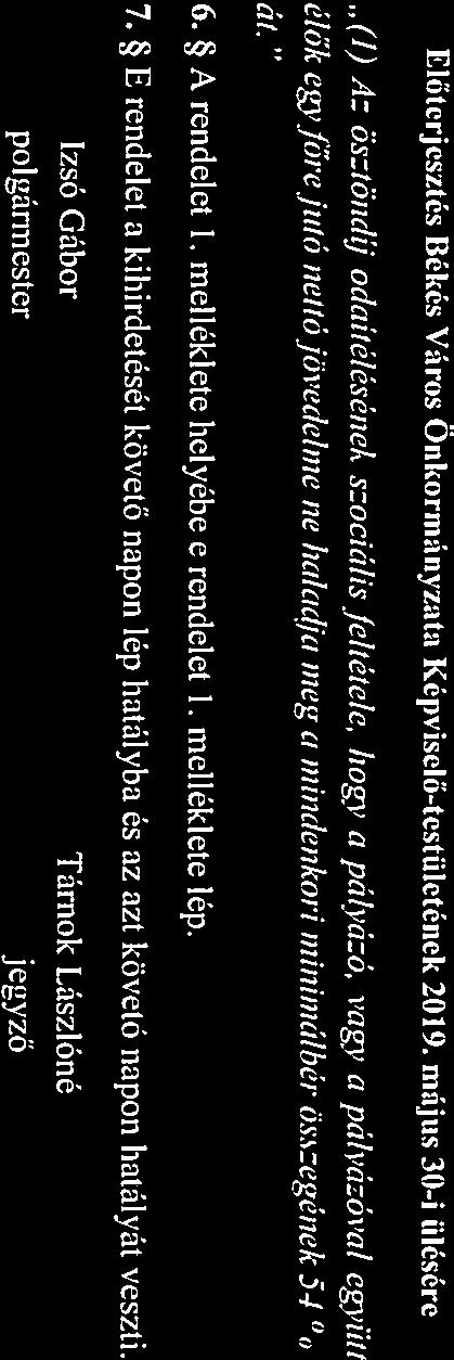 6. rendelet I. melléklete helyébe e rendelet 1. melléklete lép. 7. E rendelet kihirdetét követő npon lép htálybu z zt követő npon htályát veszti.