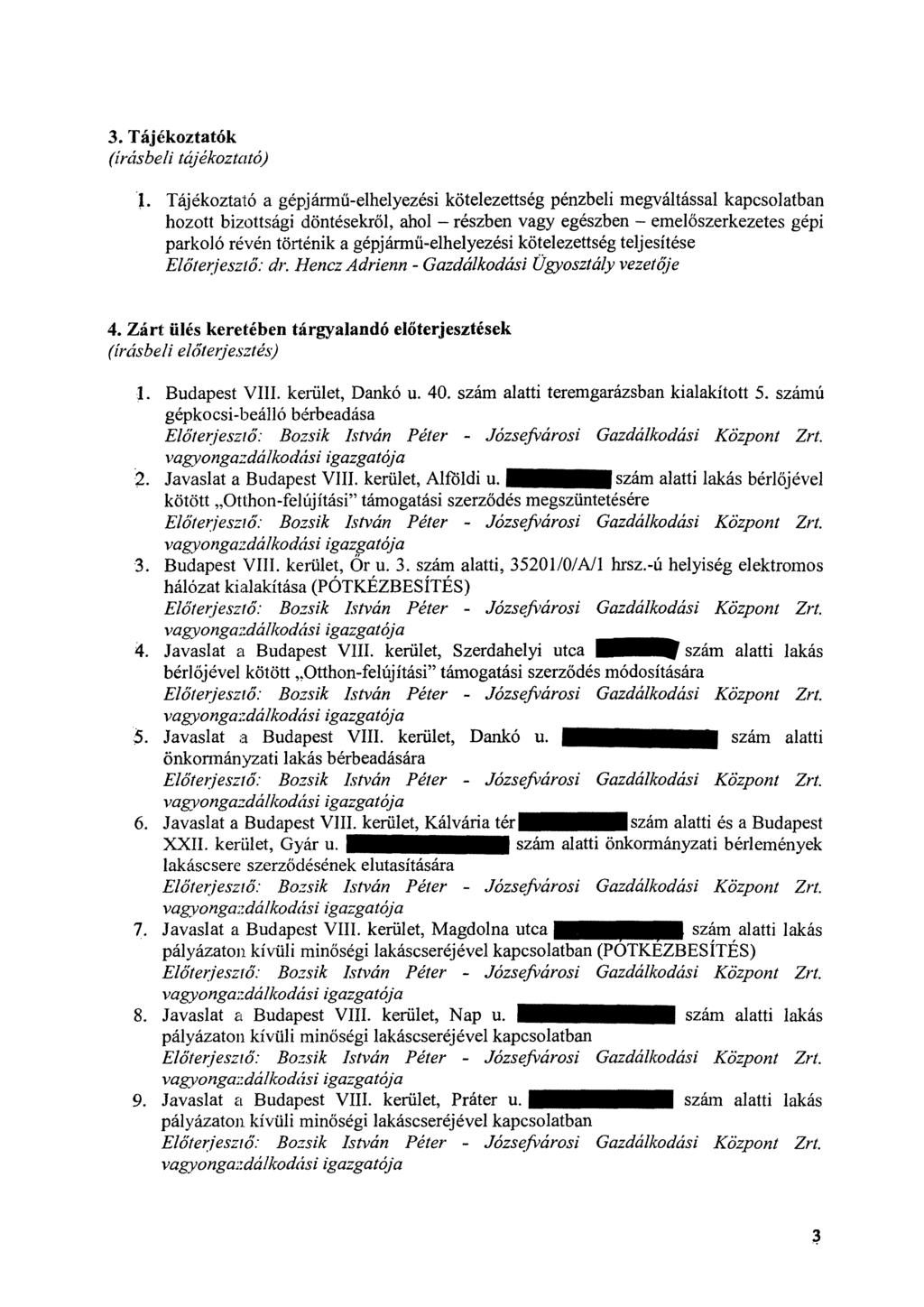 3. Tájékoztatók (írásbeli tájékoztató) 1.