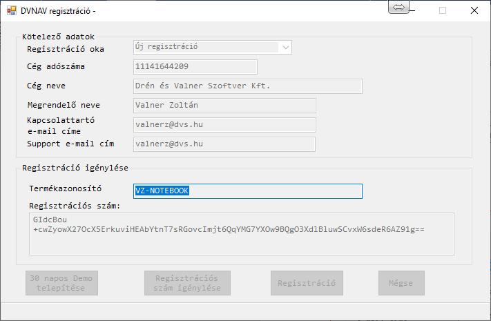 Regisztráció A DVNAV regisztrálása.