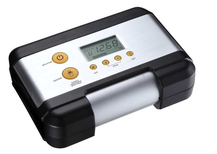 Programozható automatikus légkompresszor digitális kijelzéssel Típusszám: 0726 Használati útmutató FELFÚJÁS gépkocsiabroncsok kerékpárabroncsok futball- és kosárlabdák úszógumik parti-léggömbök