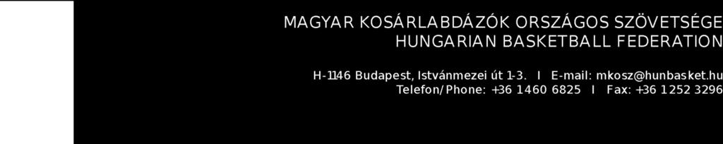 MKOSZ JÁSZ-NAGYKUN-SZOLNOK MEGYEI SZÖVETSÉGE 5000 Szolnok, Boldog Sándor István krt. 21. I/3. mksz_jnksz@hunbasket.