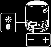 Amikor megnyomja a hangszóró /+ (hangerő) gombjait, vagy a BLUETOOTH mobiltelefonon változtatja a hangerőt, a tápellátás/ (BLUETOOTH) jelzőfény egyszer felvillan.