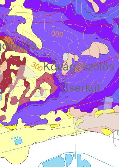 lejtőüledék Cserkúti homokkő tagozat Cserkút környékének földtani térképe (Forrás: MFGI) A változatos