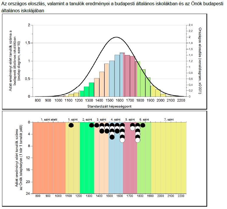 A tanulóink főleg 3-as és 4-os képességszinten helyezkednek el, 9 tanuló nem érte el az alapszintet és