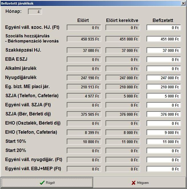 Ez lpján lehet nyomon követni, hogy melyik hónpbn, melyik járulékból és mennyi lett, illetve menyit változttásokt kell most befizetni.