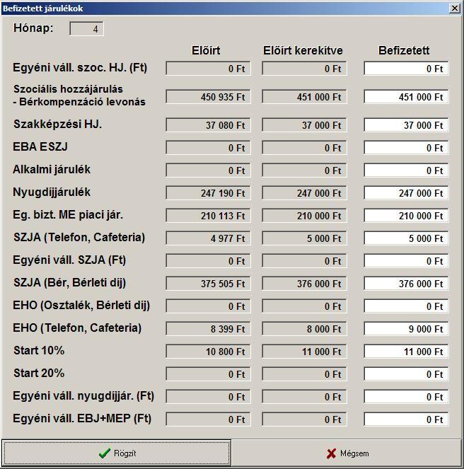 Ez lpján lehet nyomon követni, hogy melyik hónpbn, melyik járulékból és mennyi lett, illetve menyit változttásokt kell most befizetni.