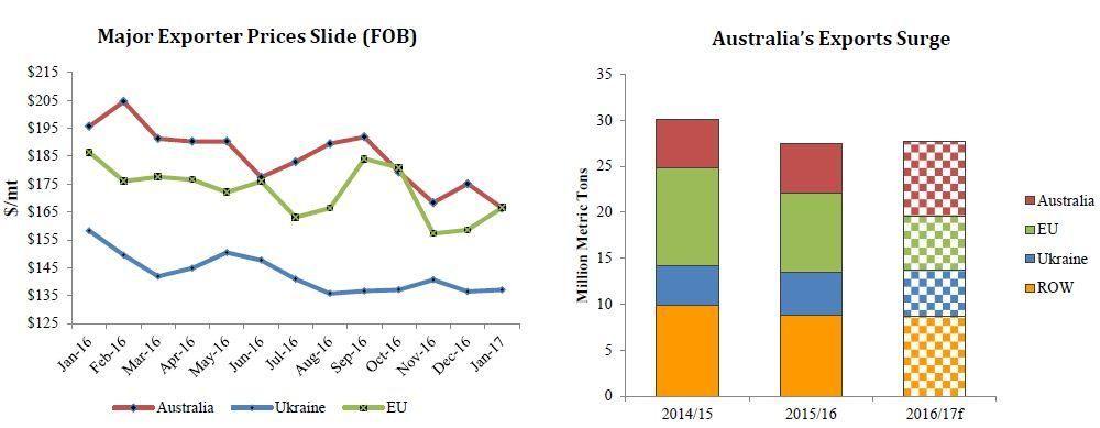 AZ ÁRPA ÁRA NYOMÁS ALATT VAN GABONA: VILÁGPIACOK ÉS KERESKEDELEM 2016 eleje óta az árpa ára a főbb exportáló országokban jelentős csökkenést észlelt.