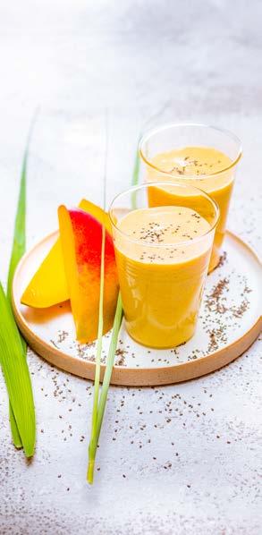Chiamagos mangó lassi Program Ice Crush (Jégaprító) 4 10 perc 1 nagy mangó 1 tk chiamag 500 ml natúr joghurt 200 ml tej 2 ek nádcukor 2 jégkocka 1.