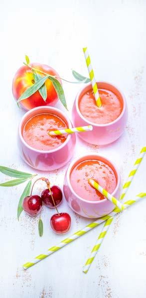 Cseresznye és nektarin smoothie Program Green Smoothie (Zöld smoothie) 4 15 perc 200 g cseresznye 3 sárga nektarin 1 banán 300 ml narancslé 4 jégkocka 2 ek demerara cukor 1.