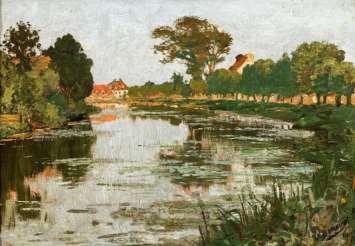 112. Bendrat, Arthur (1872-1914) Vízparti táj (1898) Olaj, fa 20 X 29,5 cm