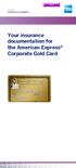 American Express Your insurance Arany Vállalati Kártya documentation for the American Express Corporate Gold Card