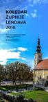 KOLEDAR ŽUPNIJE LENDAVA 2016